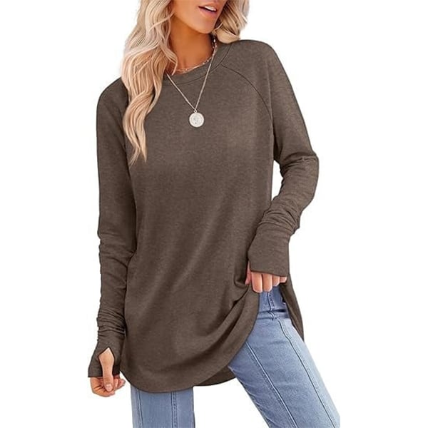 VeloraFit β Thumb Hole Curved Hem Tunic Shirt