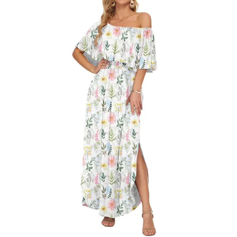 BreezeBelle β Off Shoulder Ruffle Maxi Dress