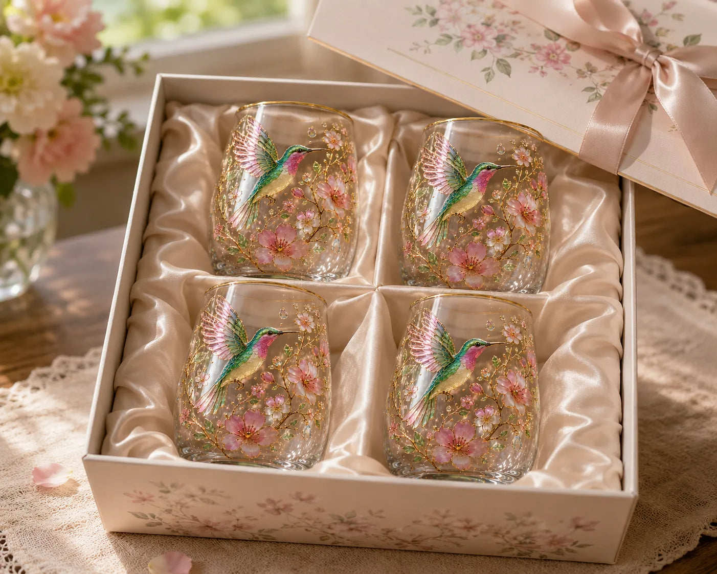 MorningMuse â Elegant Hummingbird Tea Glass