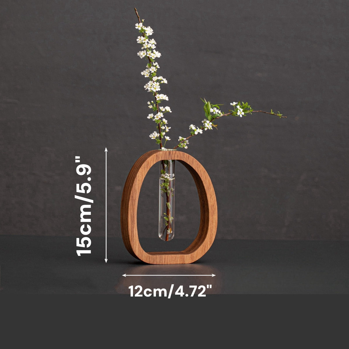 NatureNest – Solid Wood Glass Flower Vase