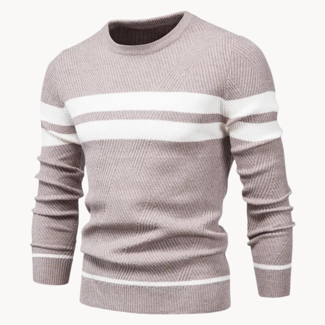 Zander Field Stripe Cotton Crewneck | Belevite