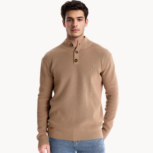 Ashton Button Mockneck Sweater | belevite
