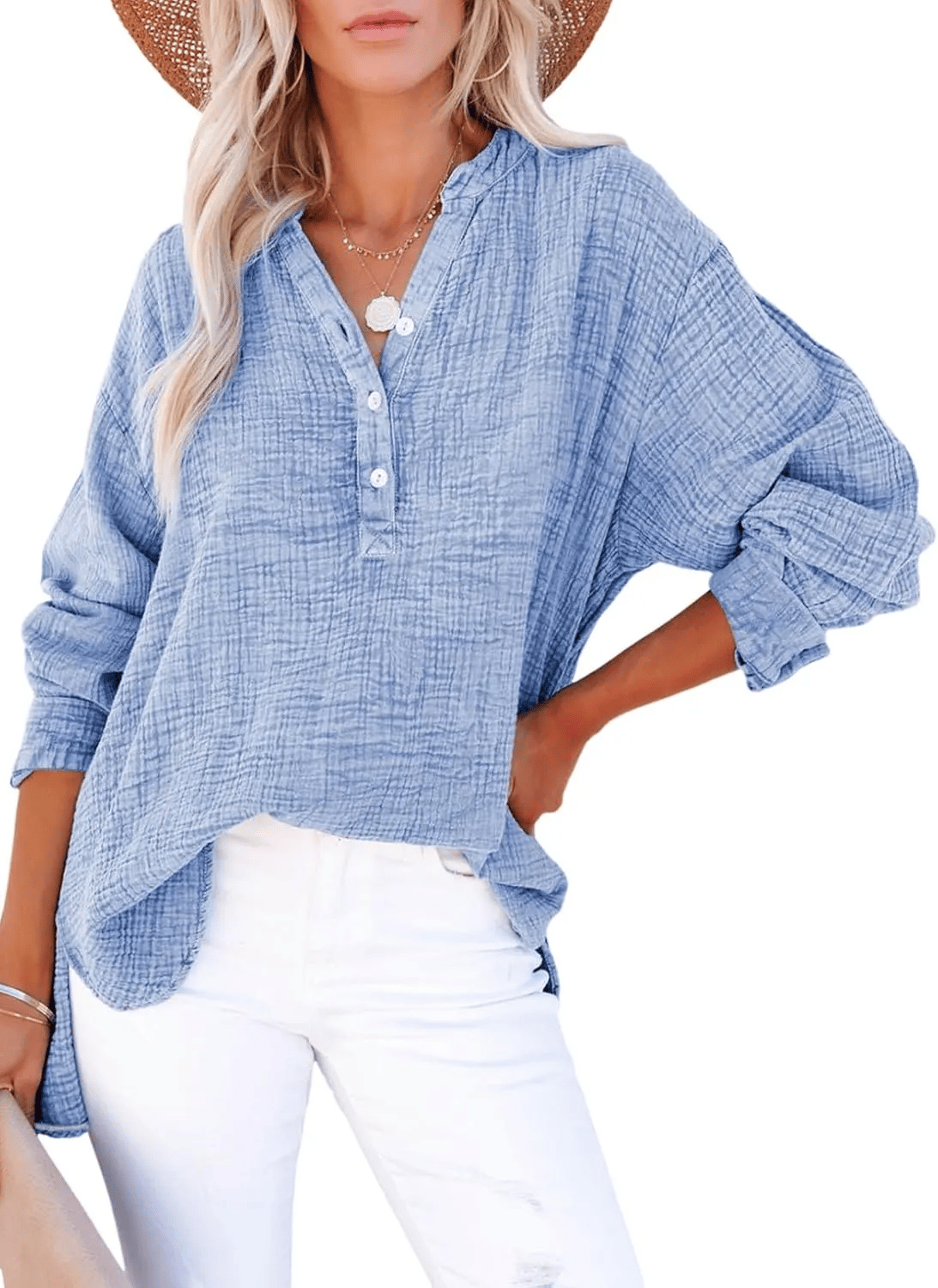 CloudFit – Women’s Casual Oversized Gauze Blouse