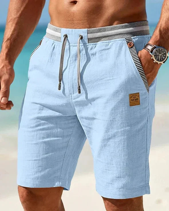 Coastal — Men's Drawstring Shorts with Leather Patch