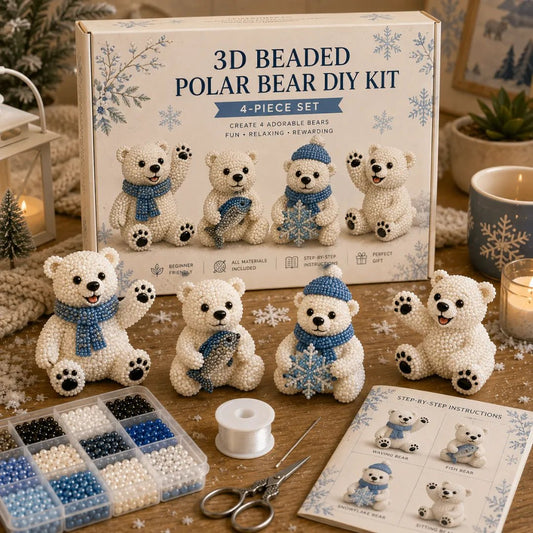 BearCraft - 3D Beaded Bear DIY Kit (4-Piece Handmade Set)