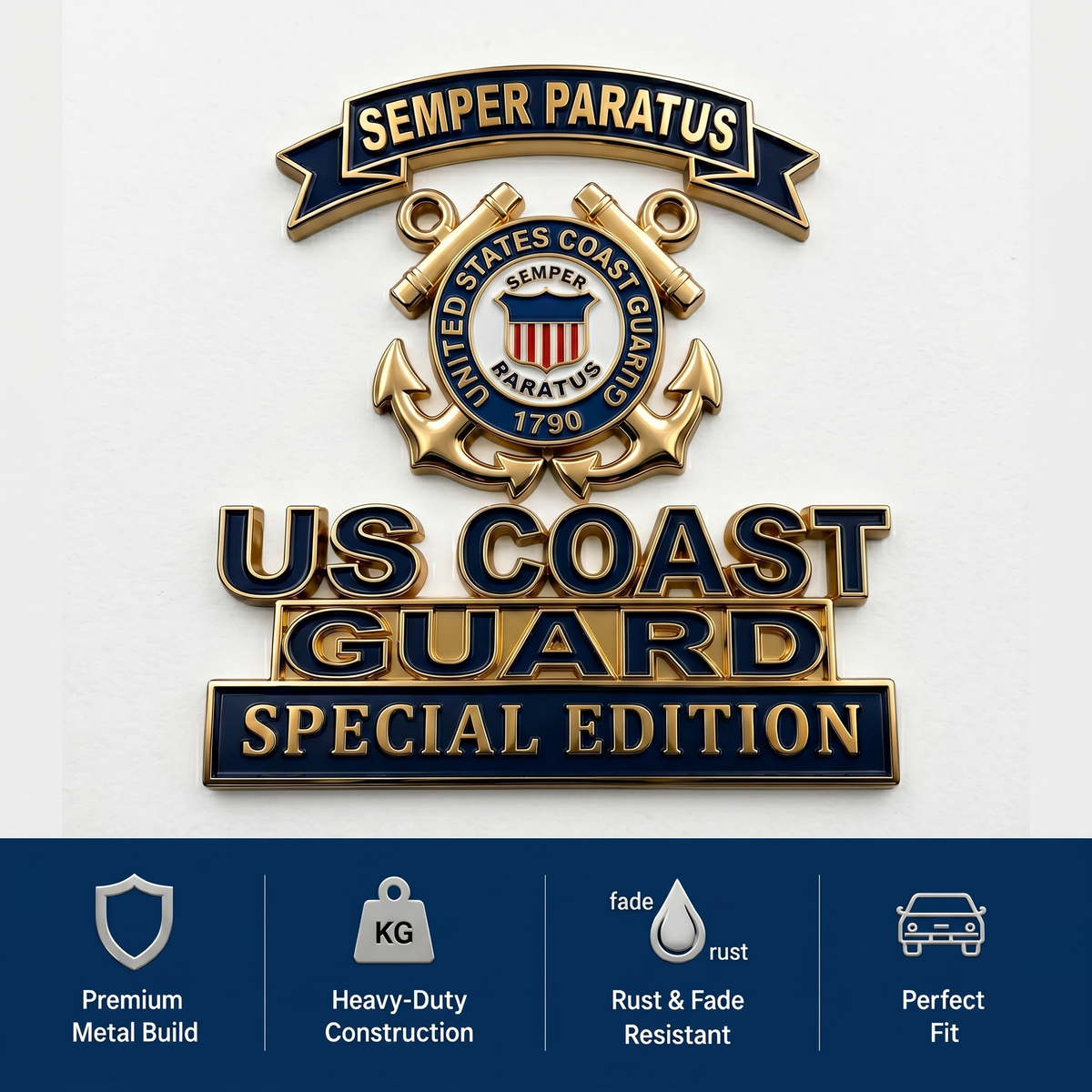 CoastGuard - Semper Paratus Metal Emblem Badge