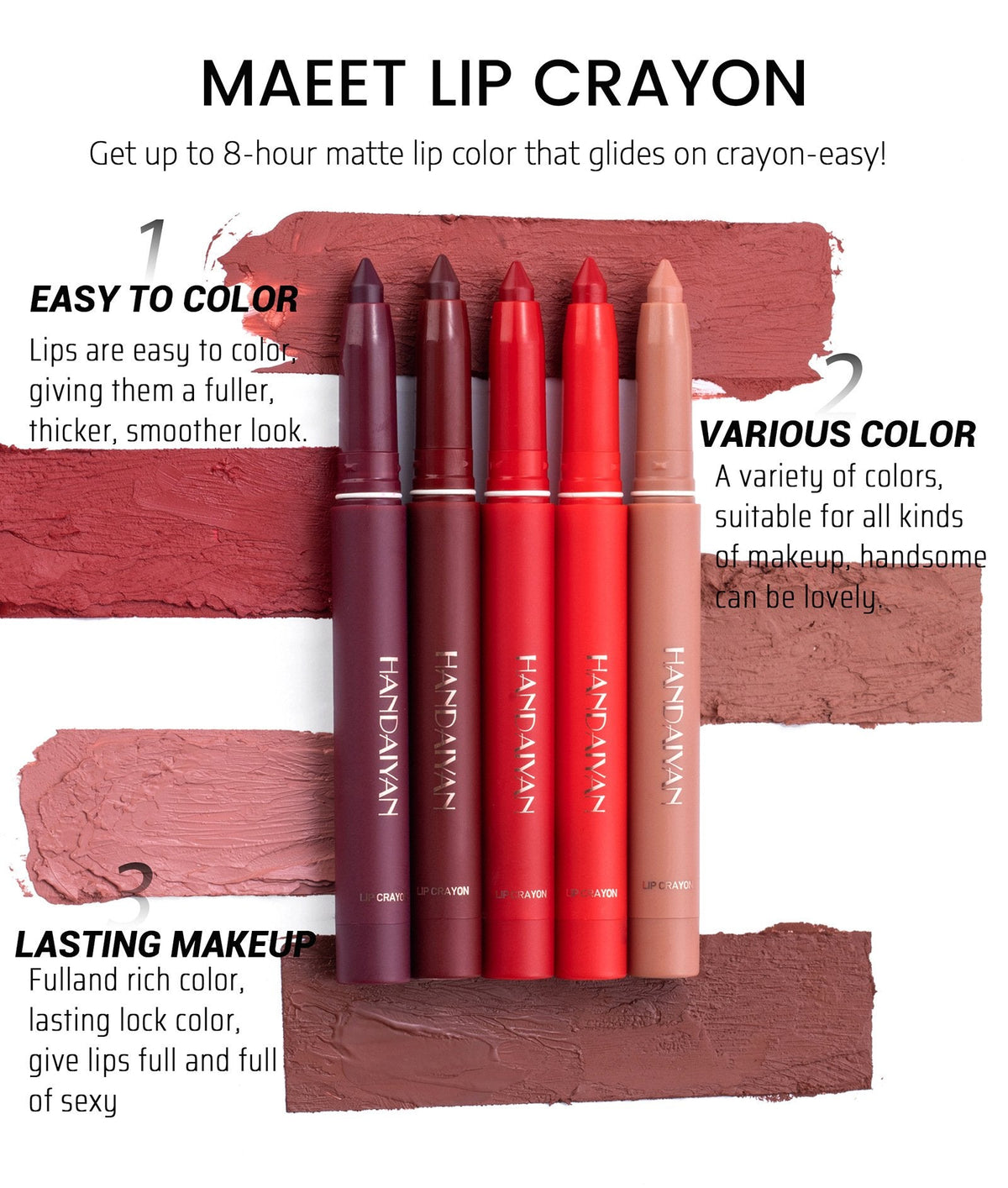 VelvetEase – Matte Lipstick Pencil Set