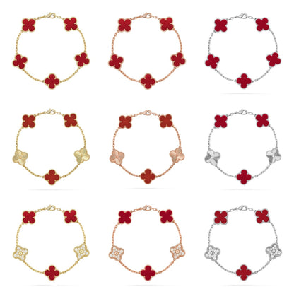 AuraLeaf – Lucky Carnelian Clover Bracelet