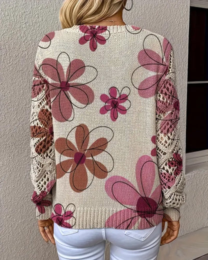 LaceWeave | V-Neck Openwork Knit Sweater