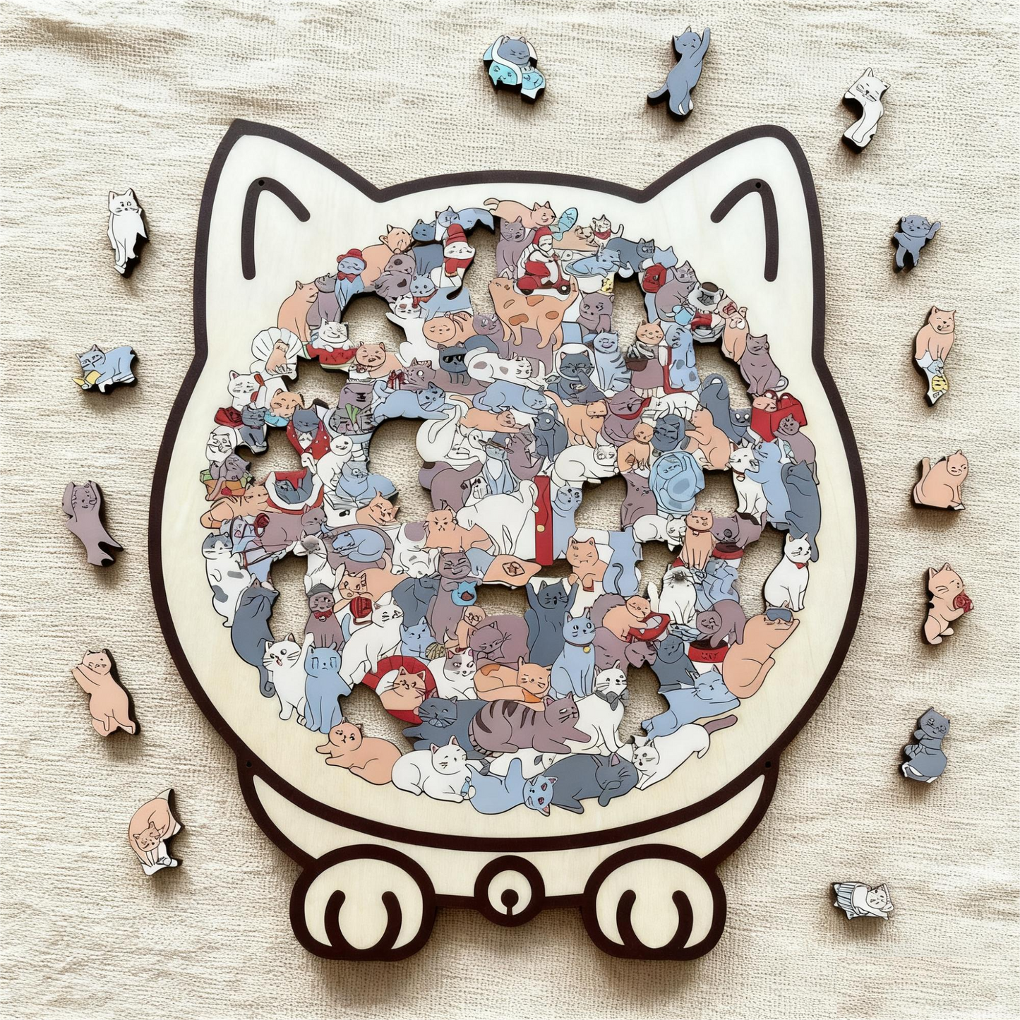 WhiskerCraft –  135 Pcs Cat Shaped Wooden Puzzle