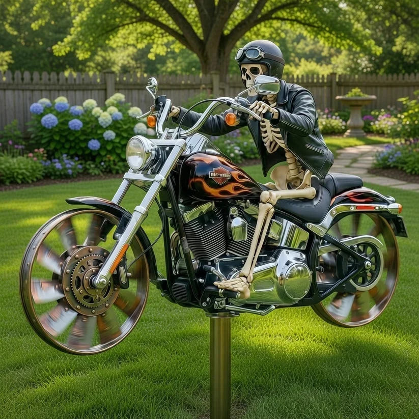 Skull Rider Garden Wind Spinner