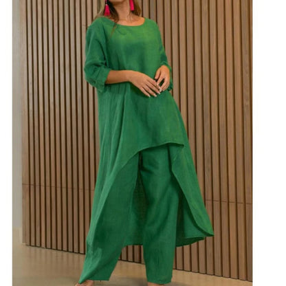 LunaFit – Women's Solid Color Linen Casual Suit