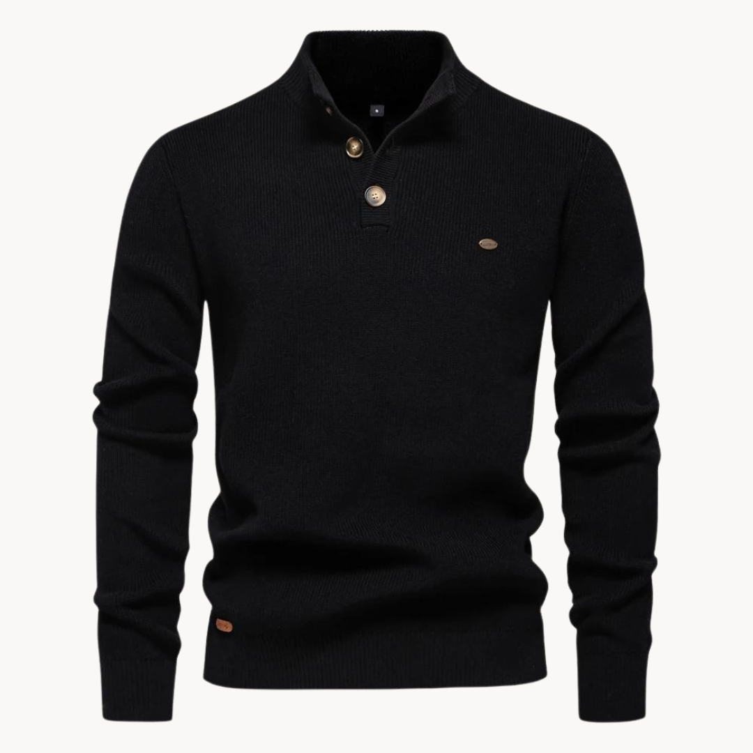 Ashton Button Mockneck Sweater | belevite