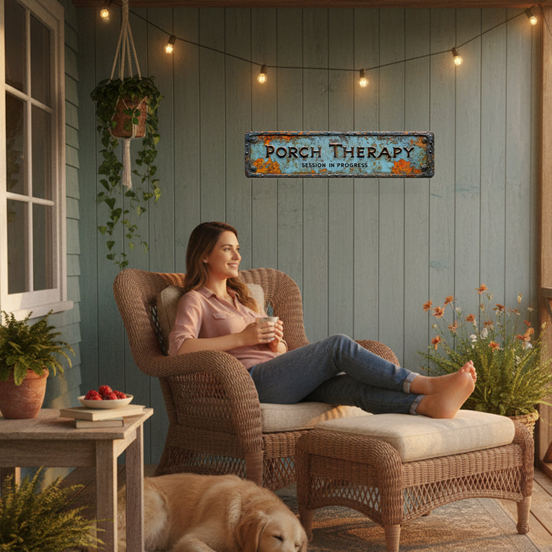 CozyHaven – Rustic Outdoor Porch Therapy Sign