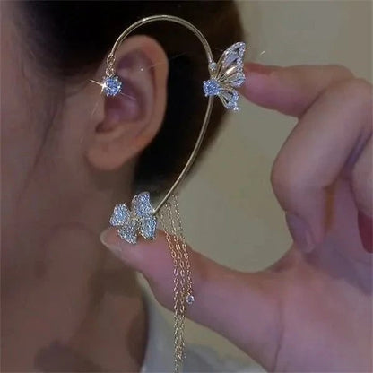 ButterGlow – Cubic Zirconia Butterfly Fringe Earrings