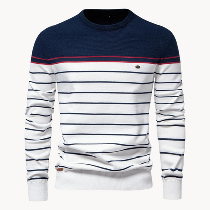 Atlantic Stripe Cotton Sweater | belevite