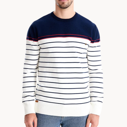 Atlantic Stripe Cotton Sweater | belevite