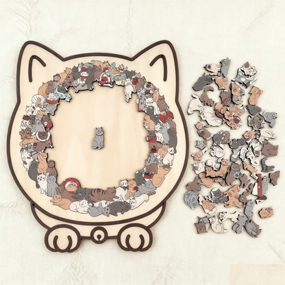 WhiskerCraft –  135 Pcs Cat Shaped Wooden Puzzle