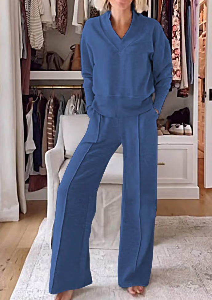 ModaVibe – Fashionable Solid Color Two-Piece Set