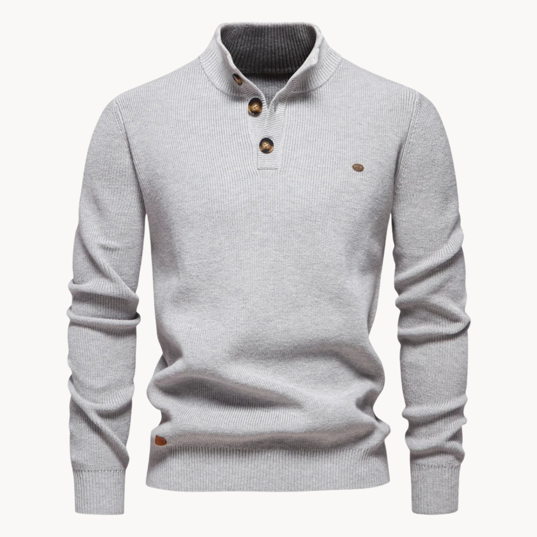 Ashton Button Mockneck Sweater | belevite
