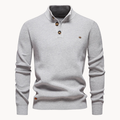 Ashton Button Mockneck Sweater | belevite