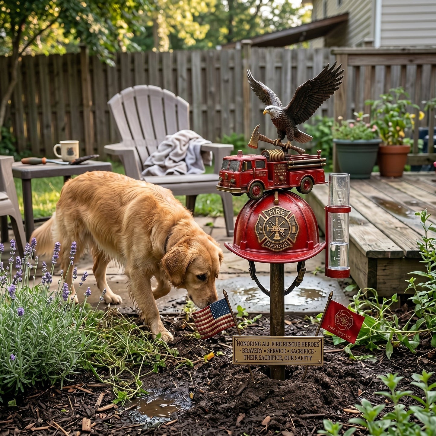 FireHonor – Firefighter Tribute Garden Rain Gauge