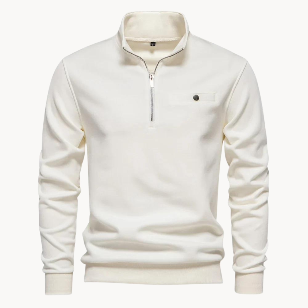 Lennox Mock Neck Zip Sweater | Belevite