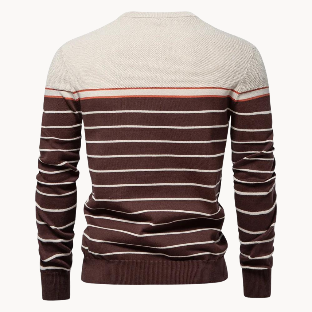 Atlantic Stripe Cotton Sweater | belevite