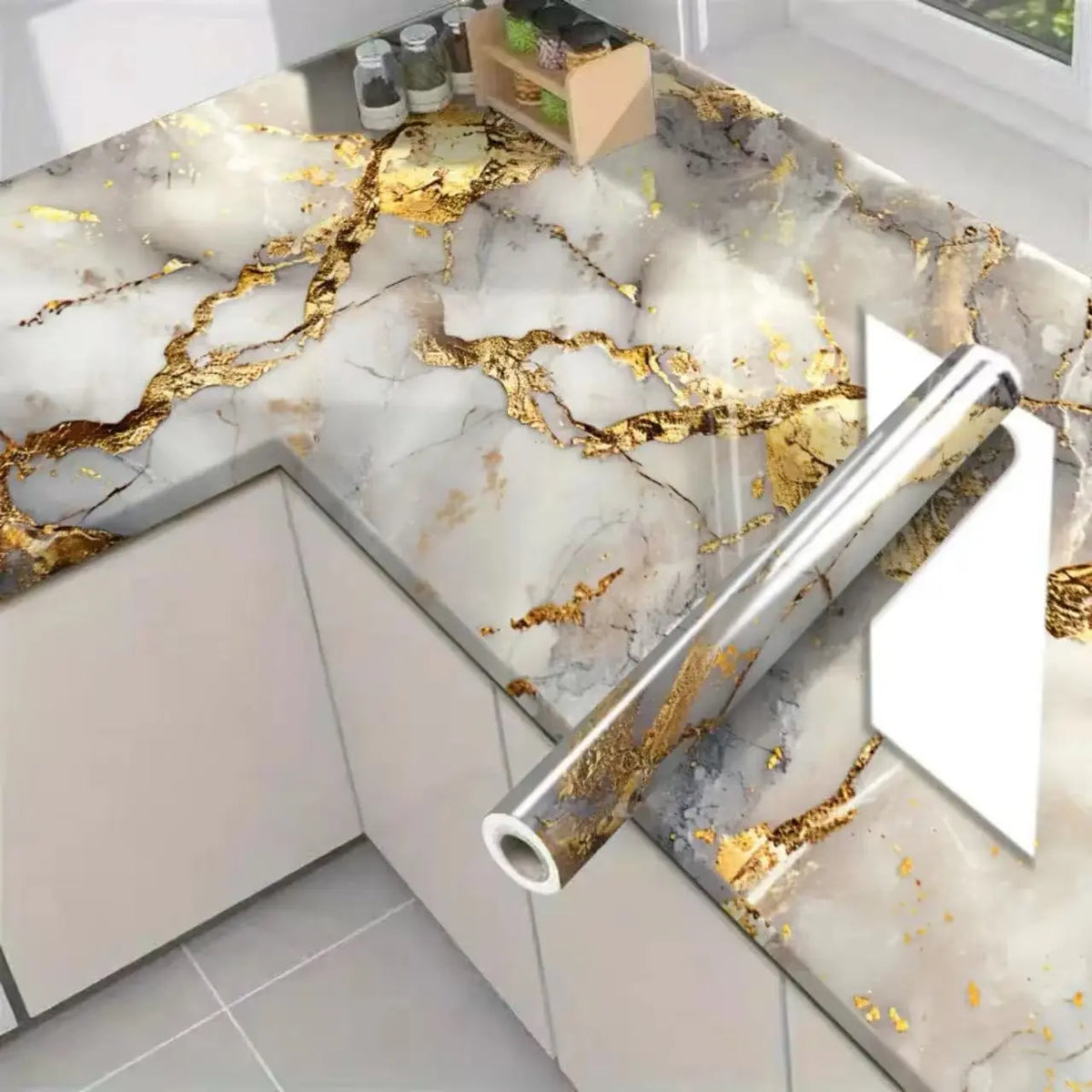 GoldenVein – Luxury Marble Decorative Wallpaper Roll