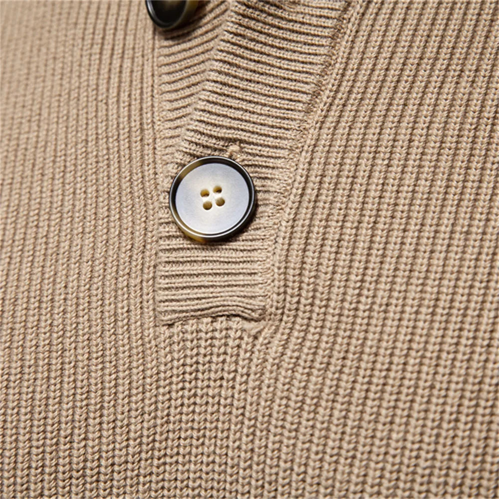 Ashton Button Mockneck Sweater | belevite