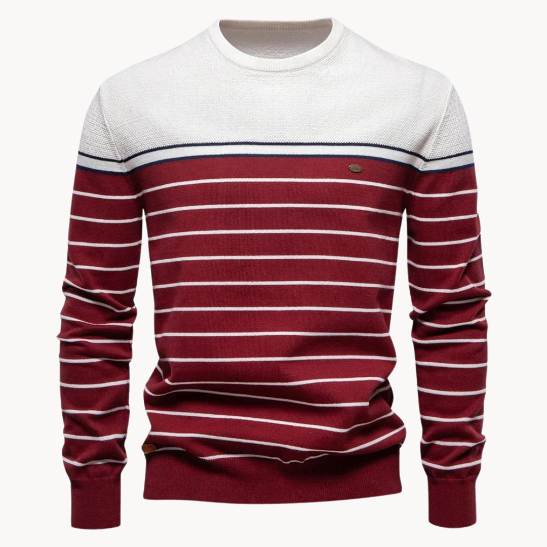 Atlantic Stripe Cotton Sweater | belevite