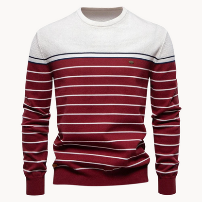 Atlantic Stripe Cotton Sweater | belevite