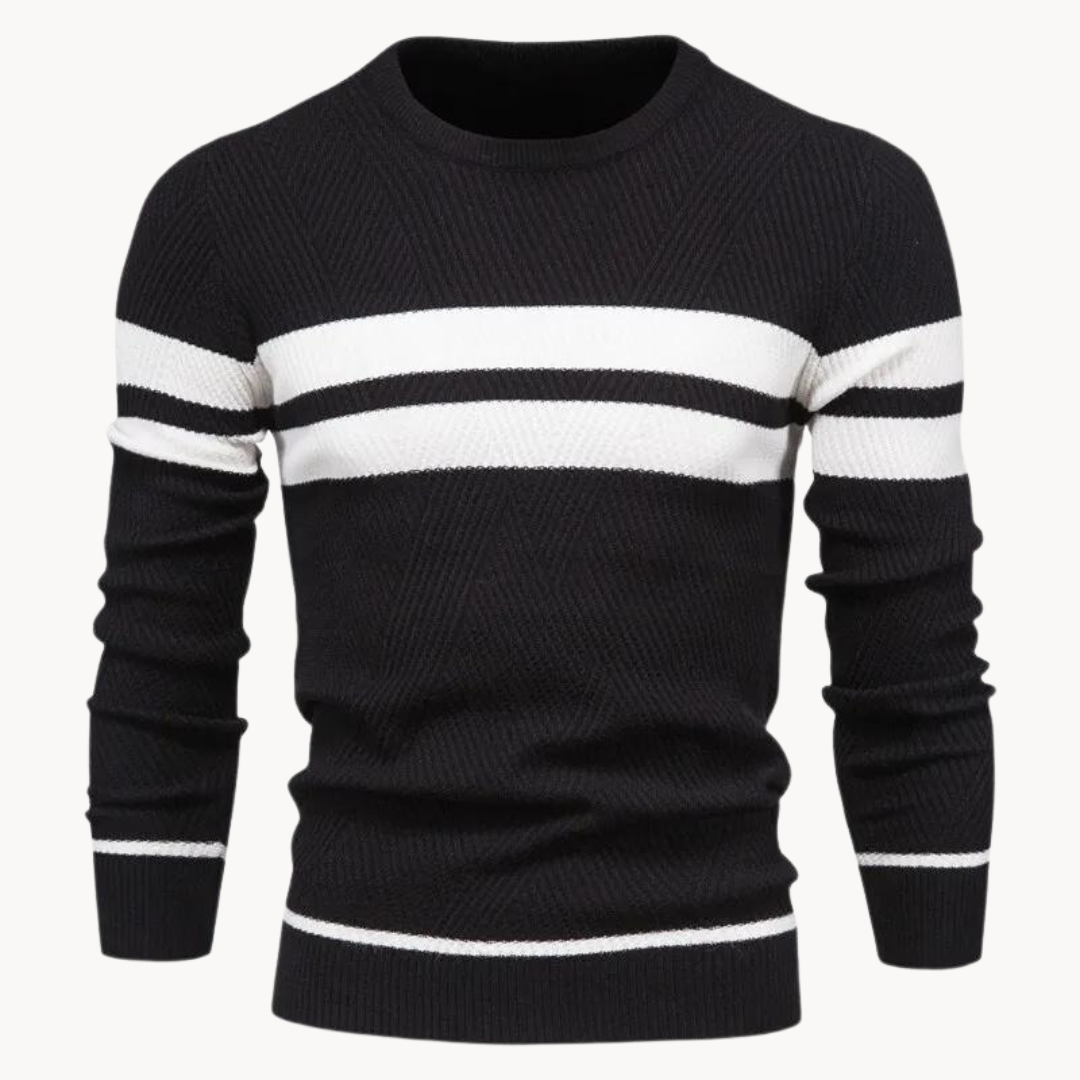 Zander Field Stripe Cotton Crewneck | Belevite