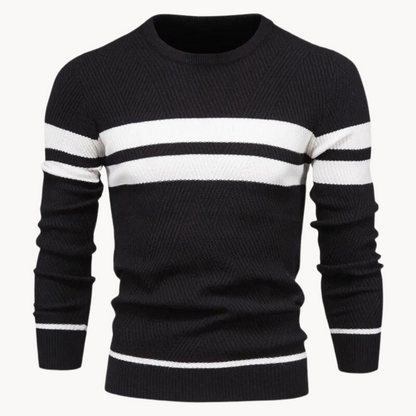 Zander Field Stripe Cotton Crewneck | Belevite