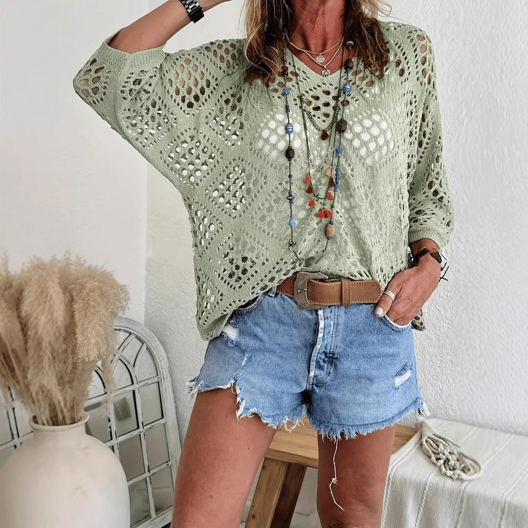 CoastalMuse – Elegant Boho Crochet Top