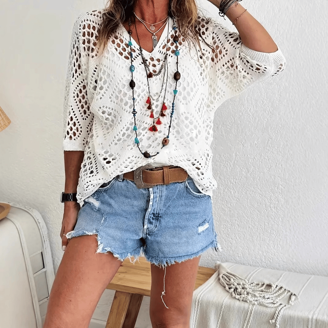 CoastalMuse – Elegant Boho Crochet Top