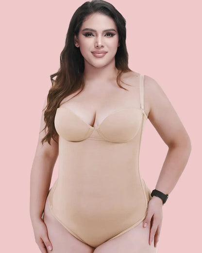 CurveLuxe – Back Lace-Up Seamless Thong Bodysuit
