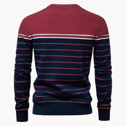 Atlantic Stripe Cotton Sweater | belevite