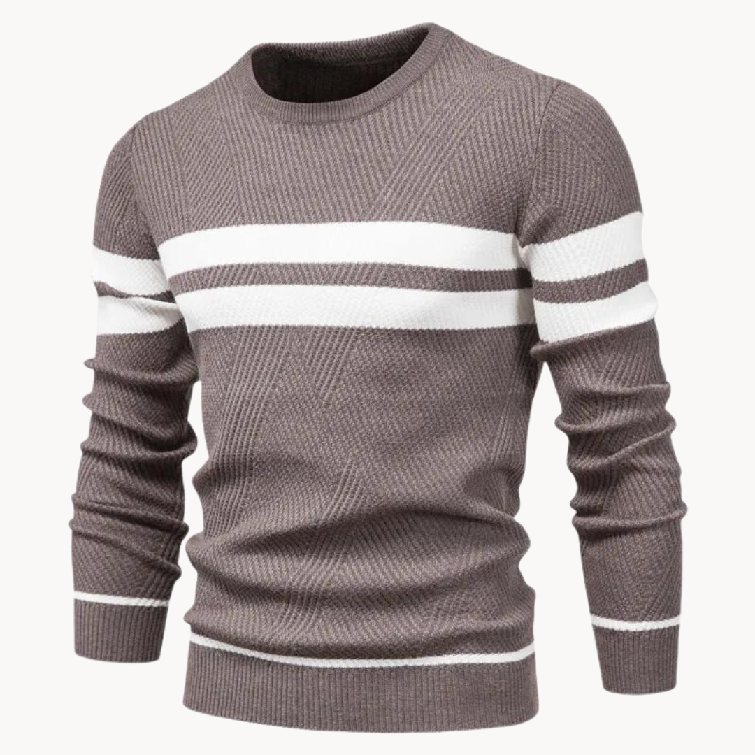 Zander Field Stripe Cotton Crewneck | Belevite