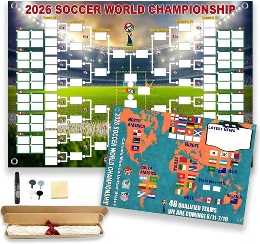 ⚽2026 Soccer The World Cup Schedule Poster & Final Round 48-team Collection Showcase, 2-in-1 Functional Poster