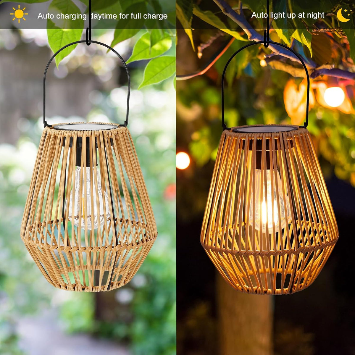 SolarNest - Handwoven Rattan Solar Lantern