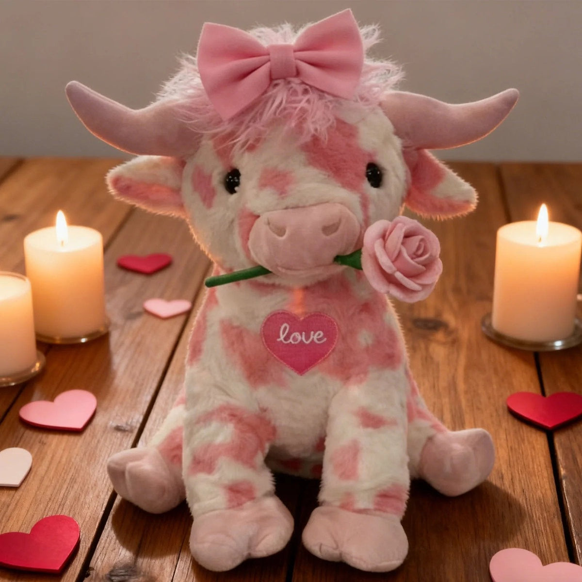 FluffyMoo – Cute Pink Cow Plush Doll