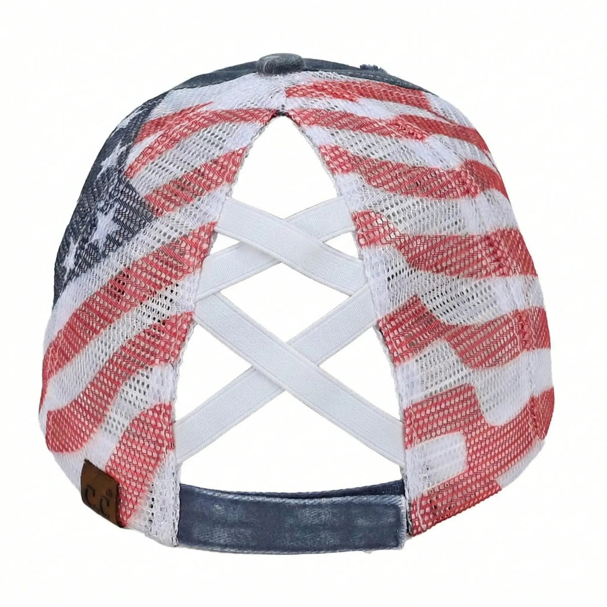 VistaCap – Multi-Level Criss-Cross American Flag Trucker Hat