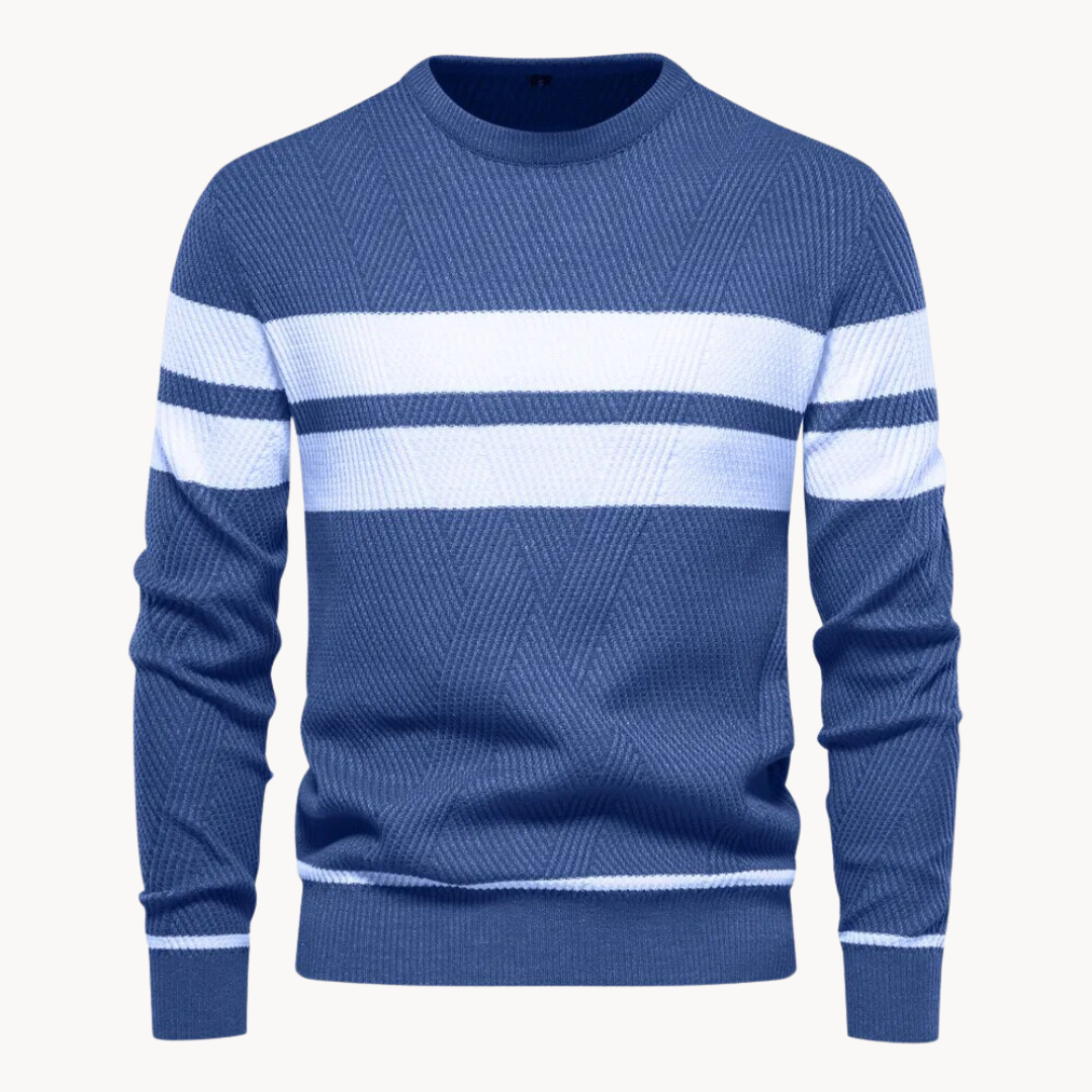 Zander Field Stripe Cotton Crewneck | Belevite