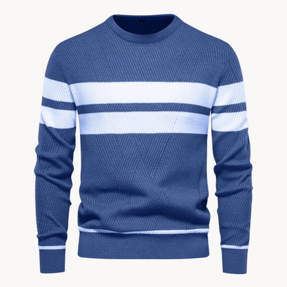 Zander Field Stripe Cotton Crewneck | Belevite