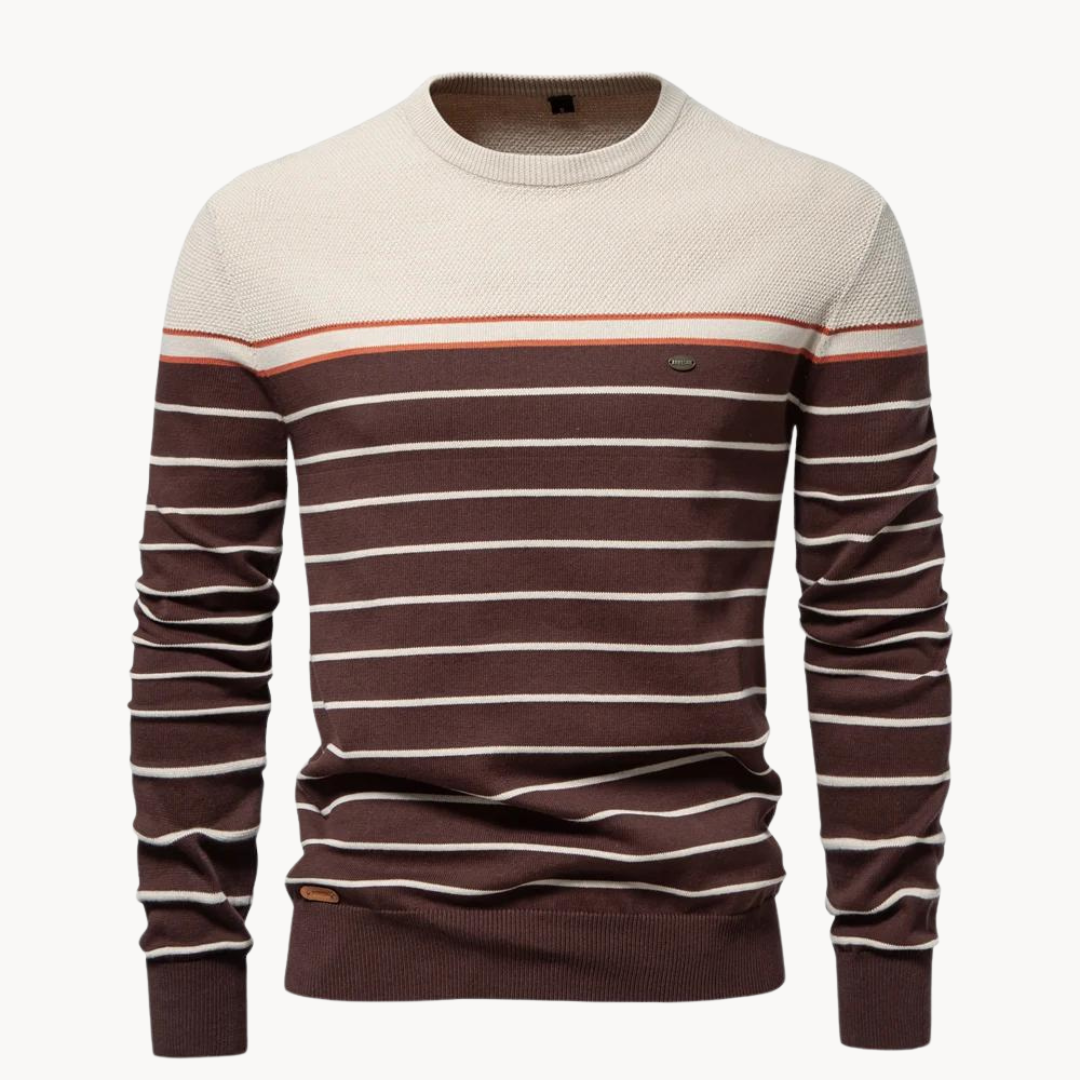 Atlantic Stripe Cotton Sweater | belevite