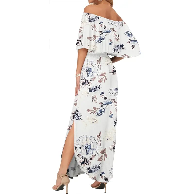 BreezeBelle – Off Shoulder Ruffle Maxi Dress
