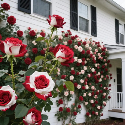 RoseLuxe – Rare Twin Red White Rose Flower Seeds