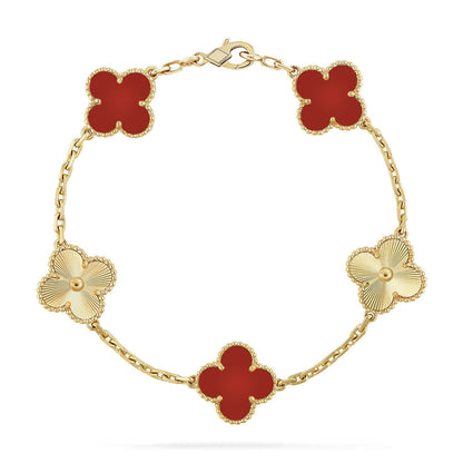 AuraLeaf – Lucky Carnelian Clover Bracelet