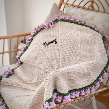 CozyBloom – Hand-Knitted Rose Blanket DIY Kit